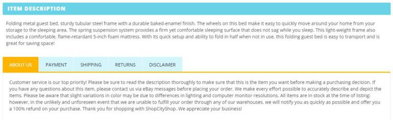 What Does the eBay template include?