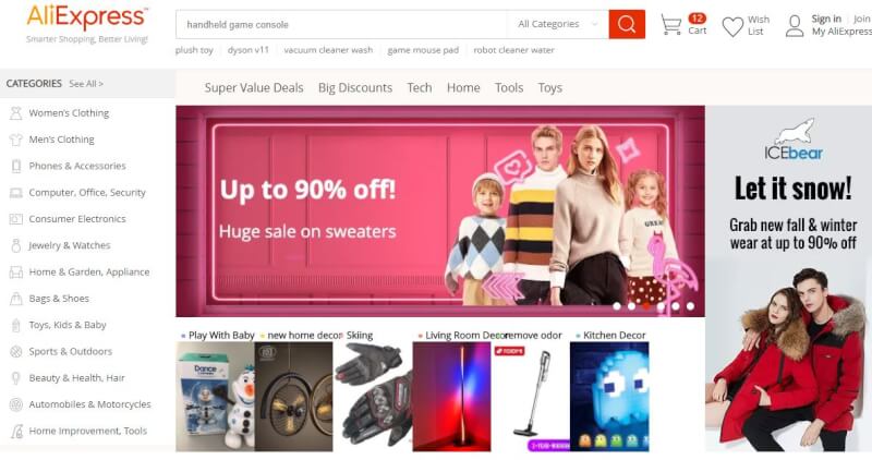 Aliexpress containing many wholesale dropshipping suppliers