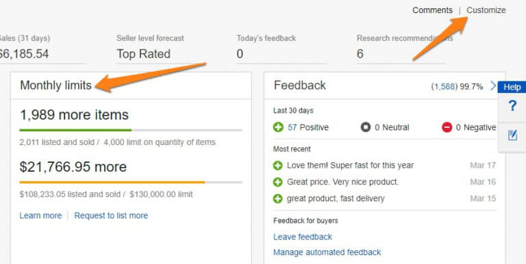 Activating Monthly Selling Limits Charts On eBay