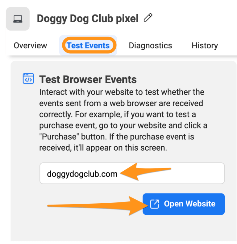 test events pixel