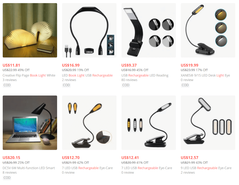 dropship rechargeable book lights