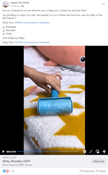 Lint remover Fb ad