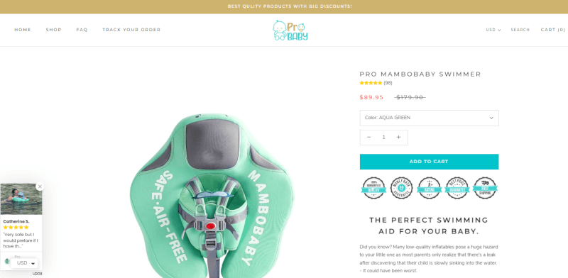 Baby Swim Trainers Seller's Website