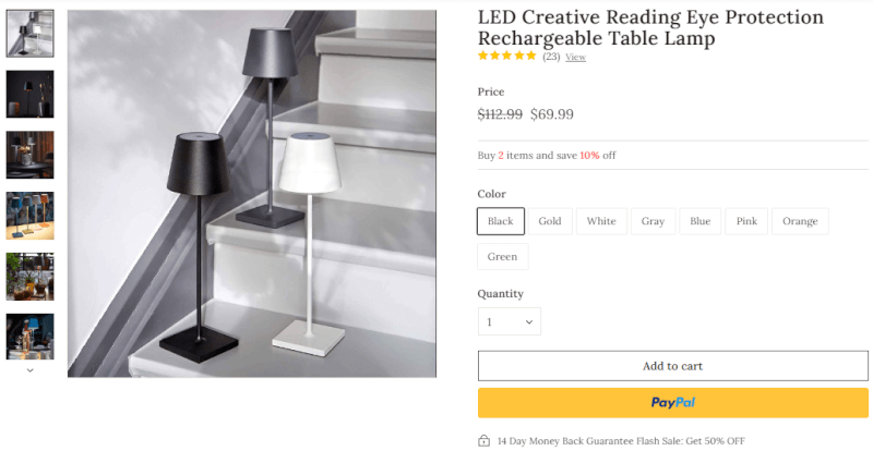 Rechargeable Table Lamp seller's website