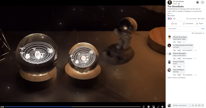 3D Glowing Crystal Ball Facebook Ad