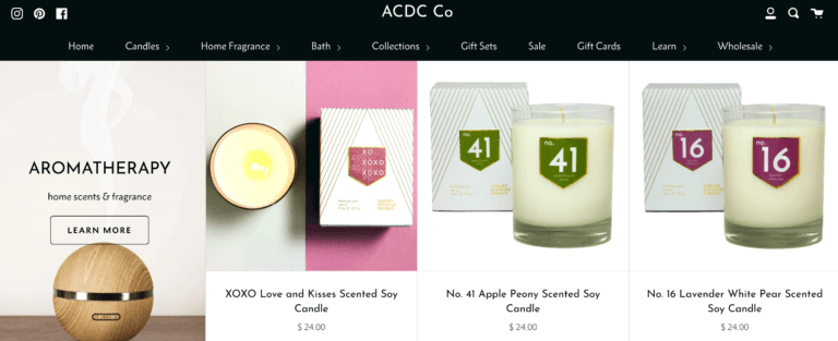 ACDC Co dropshipping candles supplier