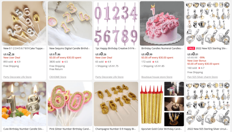 Birthday Candles from AliExpress