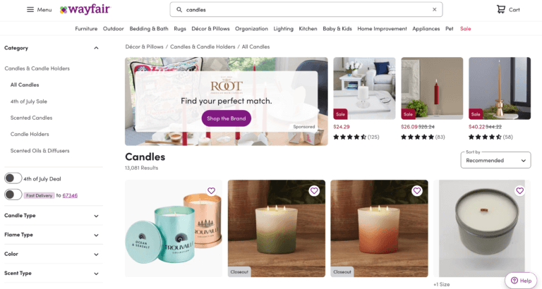 Wayfair dropshipping candles supplier