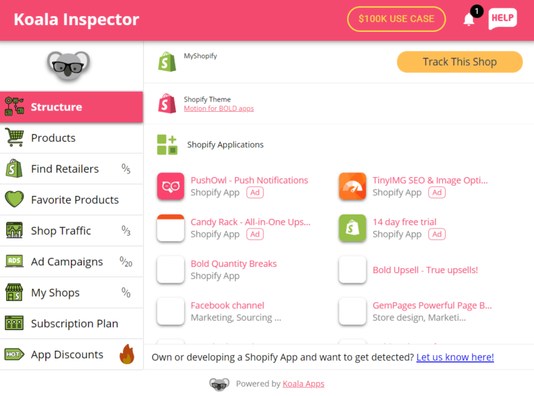 Koala Inspector Shopify Spy Tool