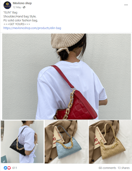 Vintage Shoulder Underarm Bag Facebook Ad