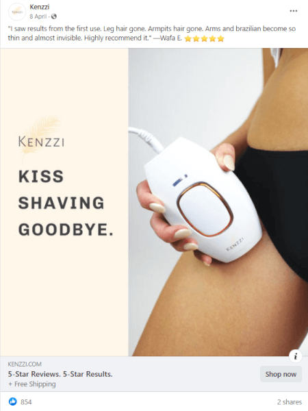 IPL hair removal fb ad