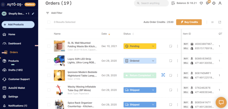 Automated order fulfillment with AutoDS
