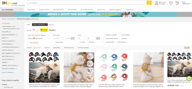 DHGate dropship pet supplier UK