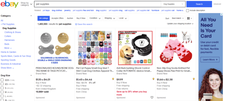 eBay dropship pet supplier UK