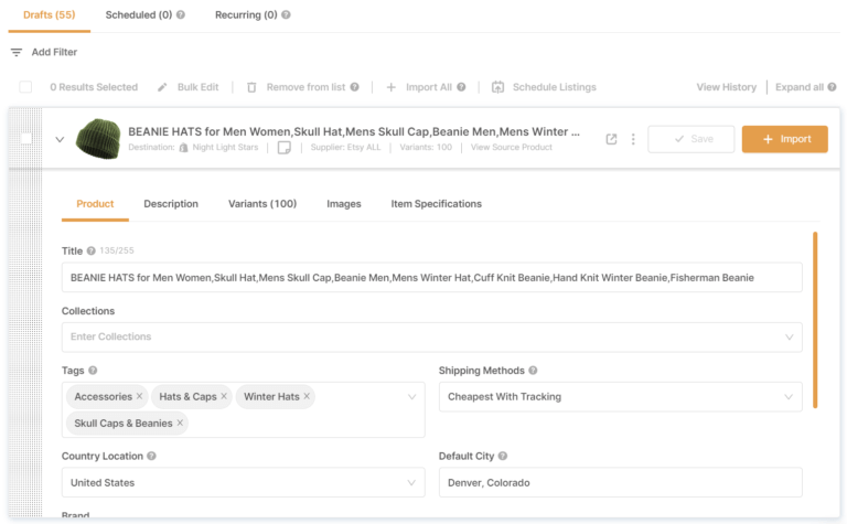 Optimize Etsy Dropshipping Product