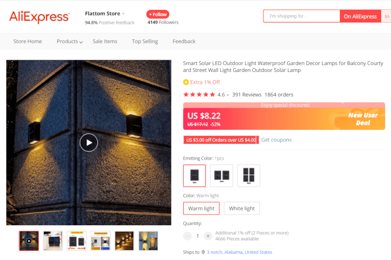 AliExpress Dropshipping Outdoor Decor Light