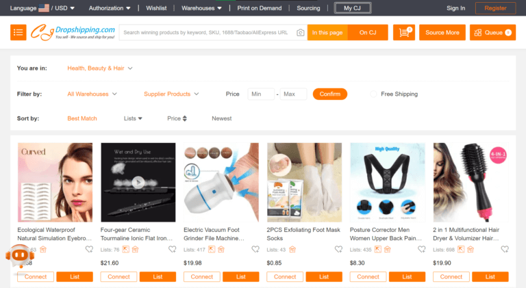 cjdropshipping beauty products dropshipping supplier