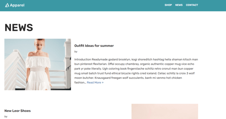 WooCommerce store blog page