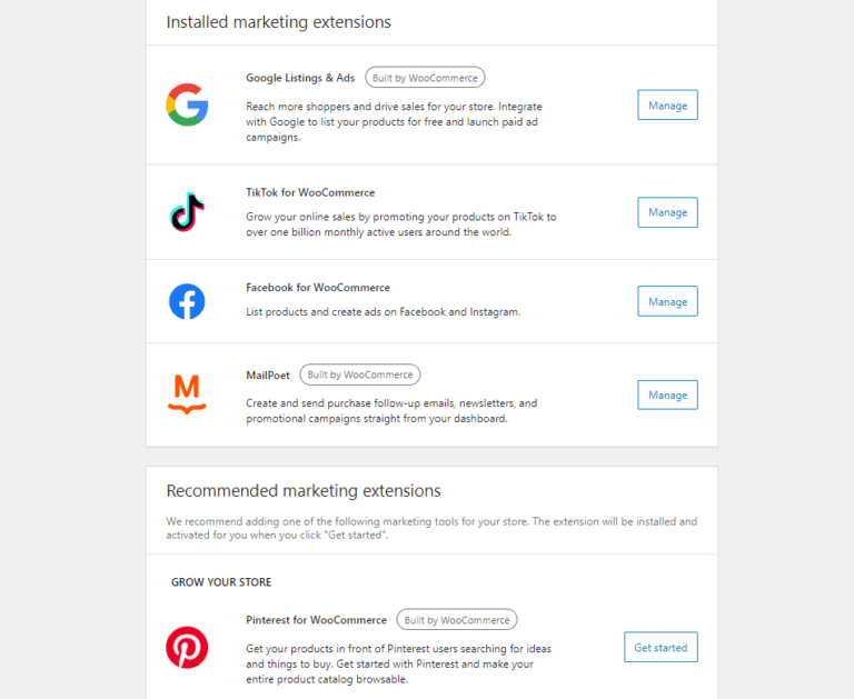 WooCommerce marketing options