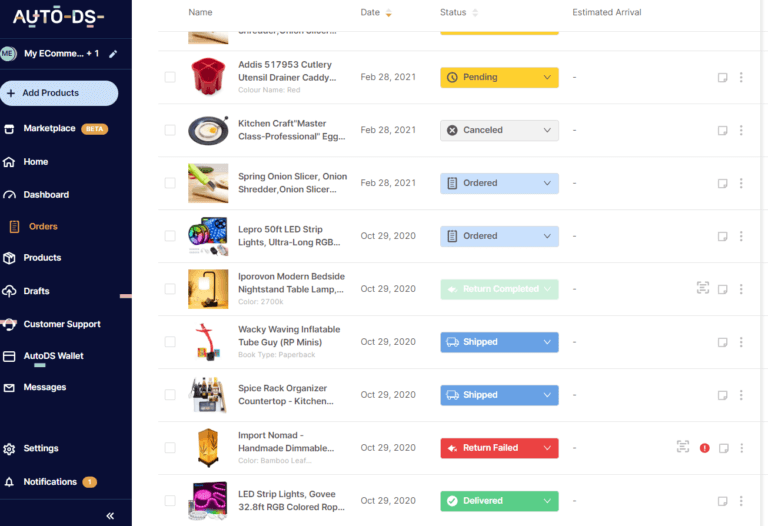 AutoDS automated order fulfillment