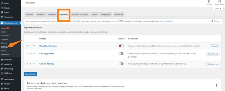 WooCommerce payment options