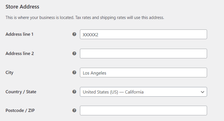 WooCommerce store details