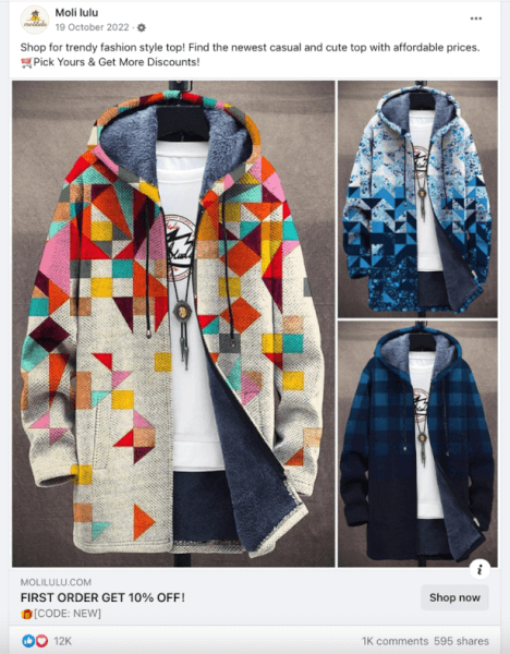 Long-Sleeved Sweater Cardigan Facebook Ad Seller's Facebook Ad