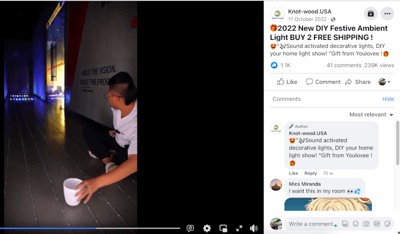 Bluetooth Fairy String Lights Seller's Facebook Ad