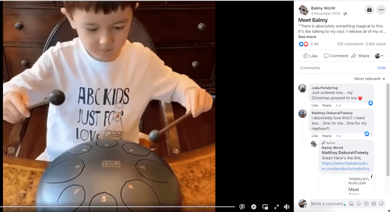 Yoga Meditation Steel Drum Seller's Facebook Ad