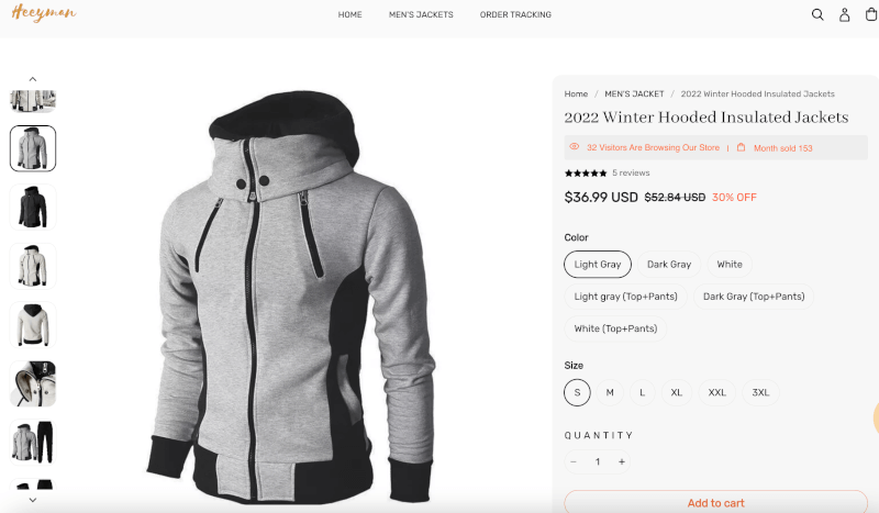 Insulated Hooded Winter Jacket Seller's Website