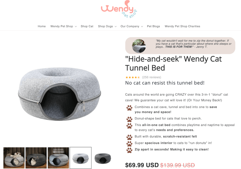 Cat Tunnel Bed Seller's Website