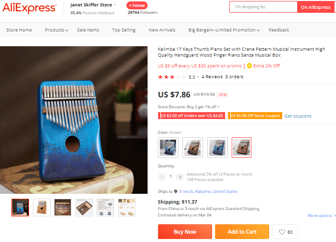 Kalimba 17 Keys Piano Set Supplier/Source