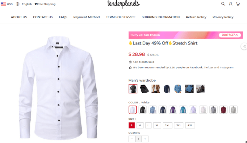 Men's Elastic Dress Shirt Seller’s Website