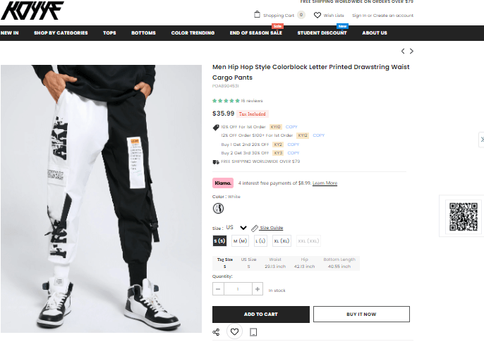 Patchwork Cargo Pants Seller’s Website