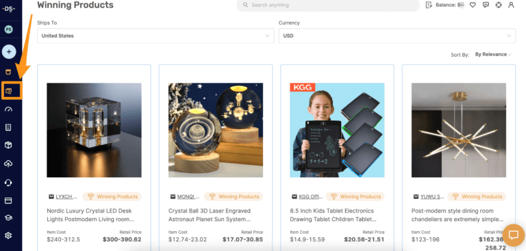 AutoDS winning products hub