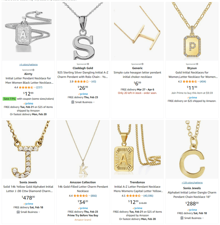 Dropshipping Jewelry Letter Pendant Chain