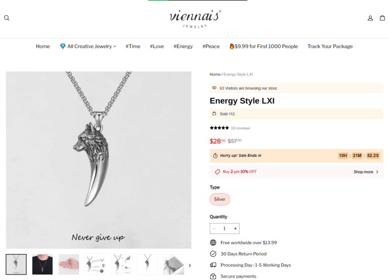 Dropshipping Jewelry Men’s Wolf Necklace Seller