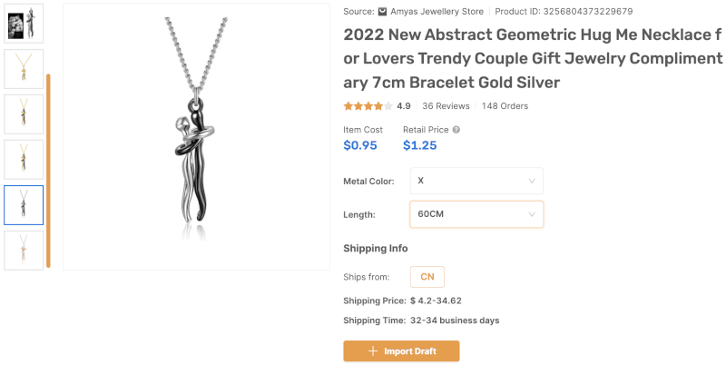 Abstract Lovers Necklace dropshipping April Products