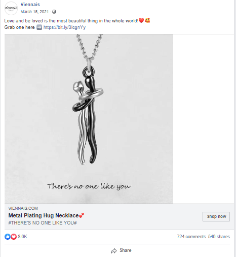 Abstract Lovers Necklace Facebook Ad