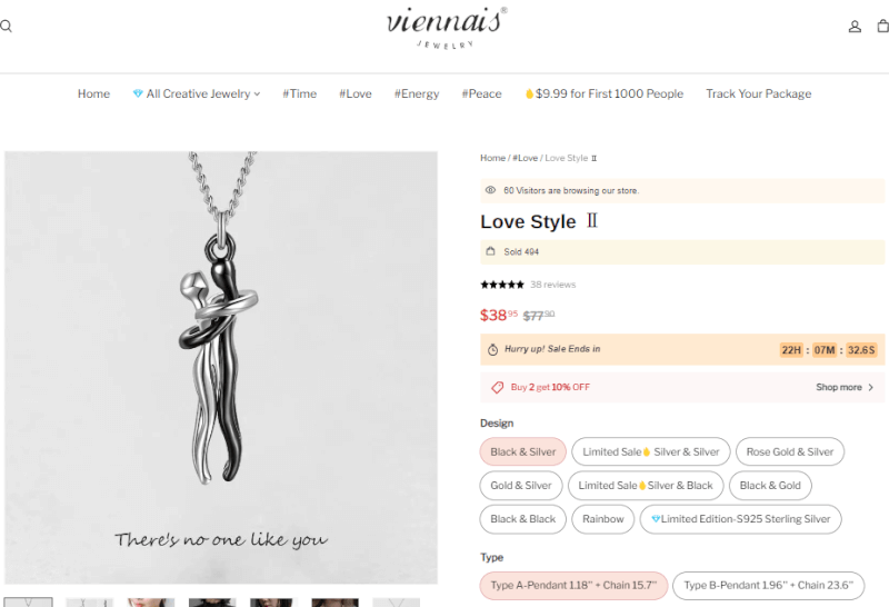 Abstract Lovers Necklace Seller's Website