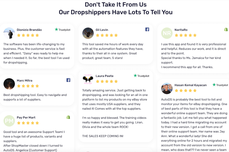 AutoDS customer testimonials April dropshipping products