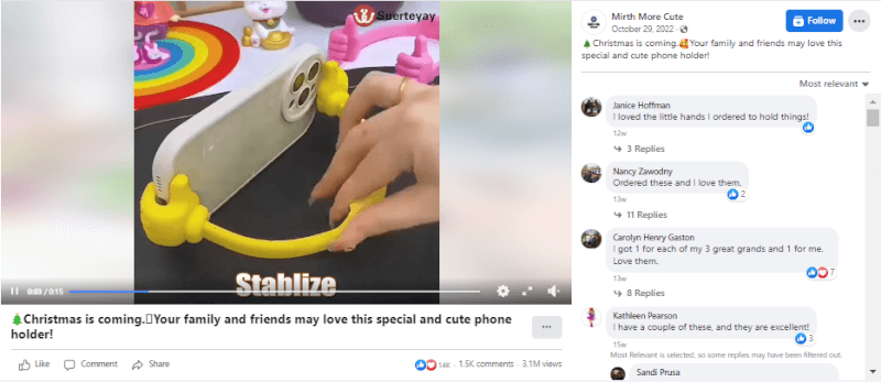 Thumbs Up Cell Phone Holder Facebook Ad