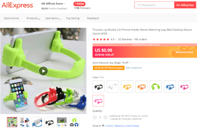Thumbs Up Cell Phone Holder Supplier's Website