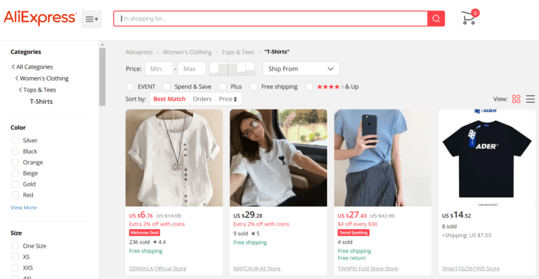 Dropshipping T-Shirt Supplier AliExpress