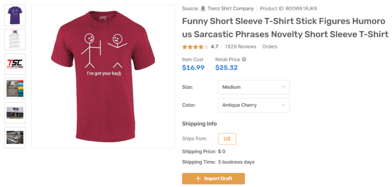 Importing Dropshipping T-shirt From The AutoDS Marketplace