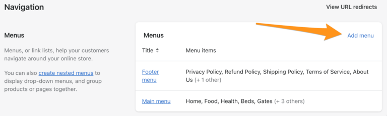Edit The Shopify Store Navigation Menu