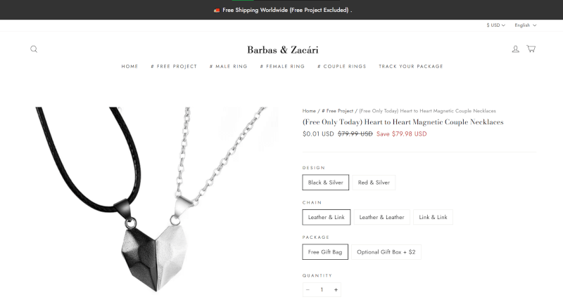 Couple’s Heart Necklace Seller's Website