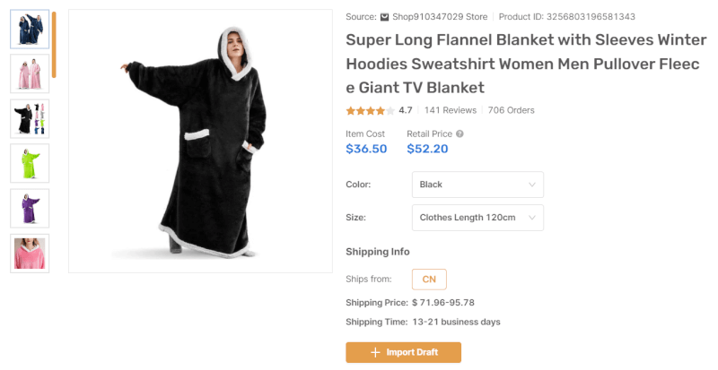 Dropshipping Big Pullover Blanket