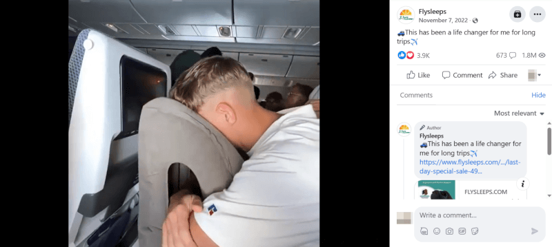 Inflatable Folding Travel Pillow FB Ad