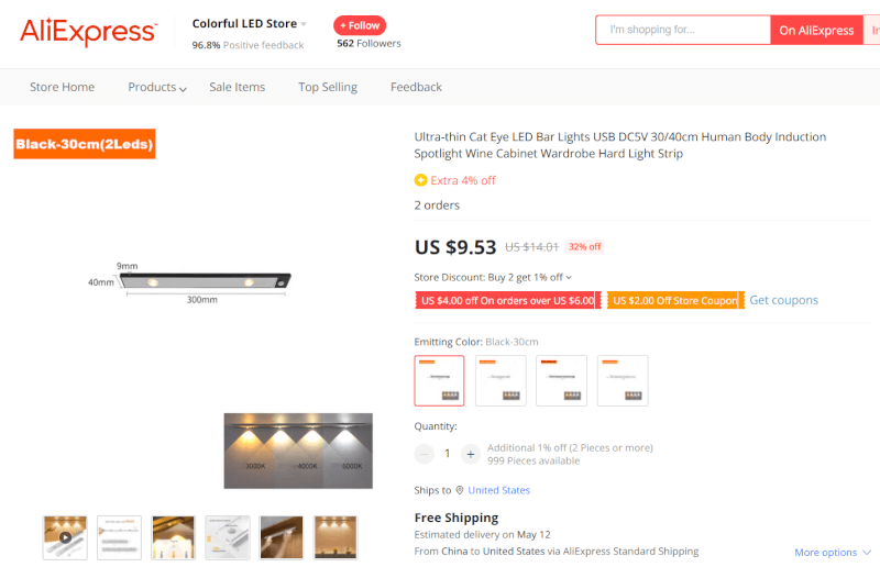 Motion Sensor Cabinet Light Source